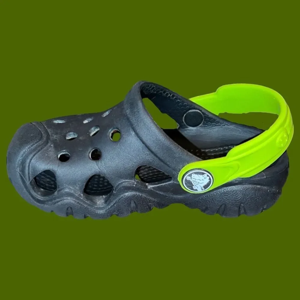 CROCS Child Swiftwater Clogs Slip-On Shoes Kids Black/Neon Green Size 6C